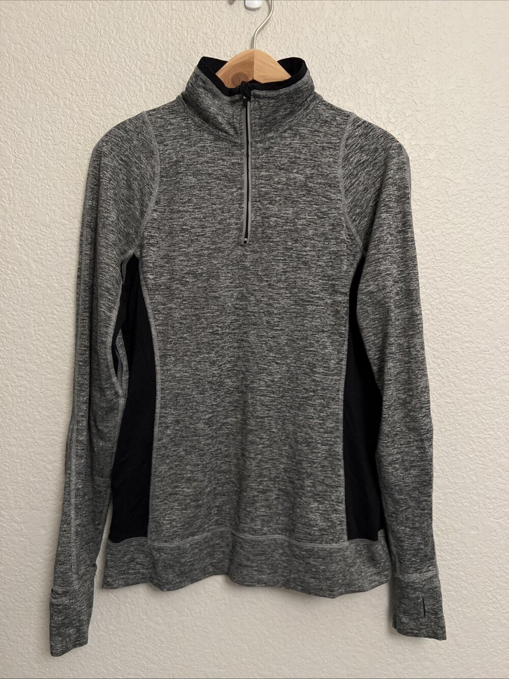 NEW REVA 1/4 Zip Top Pullover Gray Athleisure Layer Lounge Super Soft